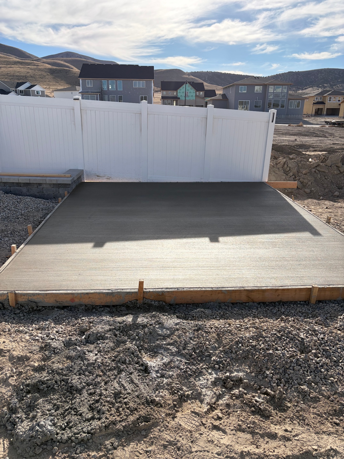 Freshly broom finished concrete slab in Utah